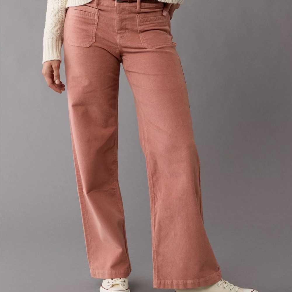 AE Stretch Corduroy Low-Rise Baggy Wide-Leg Pant